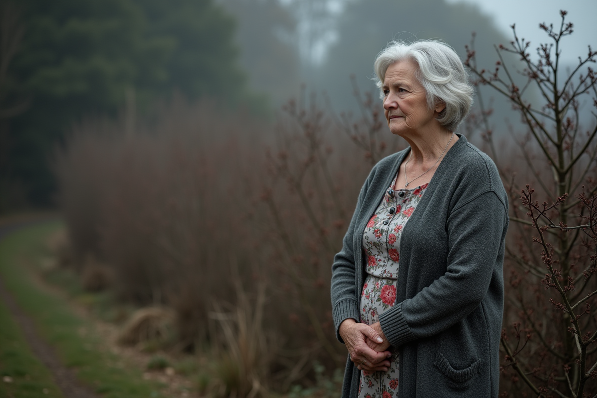 Femme contemplative près d'une forêt bramble