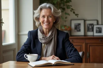 Femme élégante dans un salon parisien lumineux