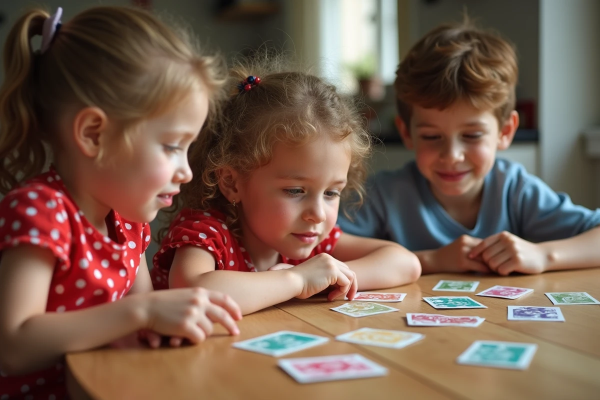 Fille de 6 ans observe un grand fr&egrave;re expliquant le jeu