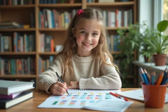 Jeune fille souriante avec calendrier vacances scolaire